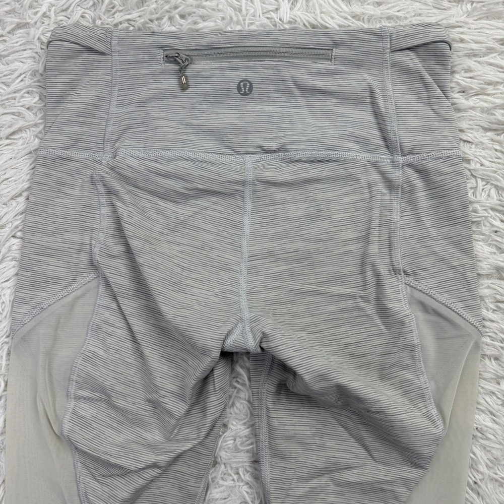 Lululemon Pants Womens‎ 6 Gray Run With The Sun Cropped Leggings Mesh Panels Gym - Picture 5 of 10